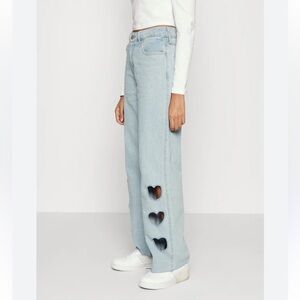 Hollister high rise vintage baggy jeans with heart cutouts size 33